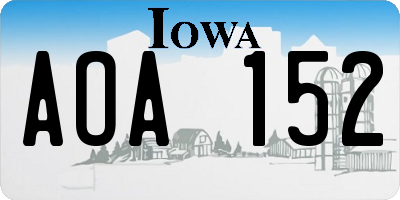 IA license plate AOA152