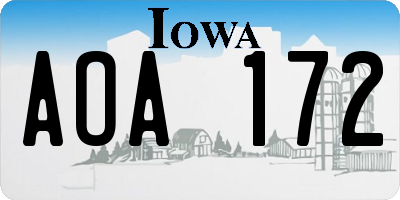 IA license plate AOA172