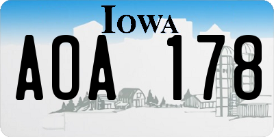 IA license plate AOA178