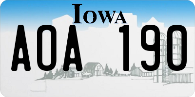 IA license plate AOA190