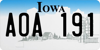 IA license plate AOA191