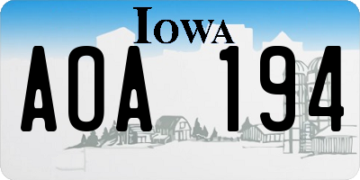 IA license plate AOA194