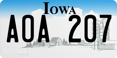 IA license plate AOA207