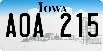 IA license plate AOA215