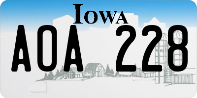 IA license plate AOA228