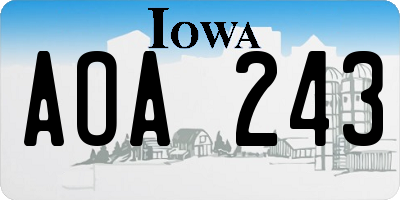 IA license plate AOA243