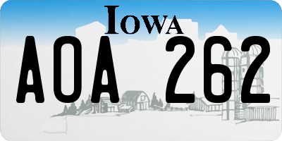 IA license plate AOA262