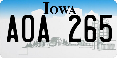 IA license plate AOA265