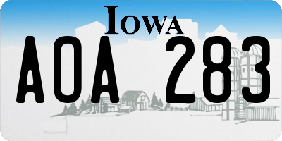IA license plate AOA283