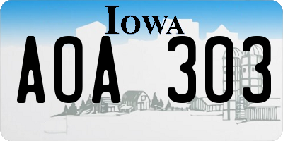 IA license plate AOA303