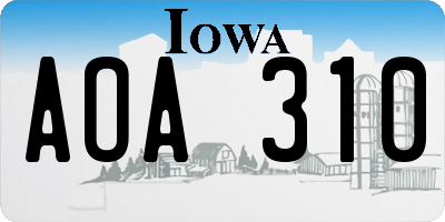IA license plate AOA310