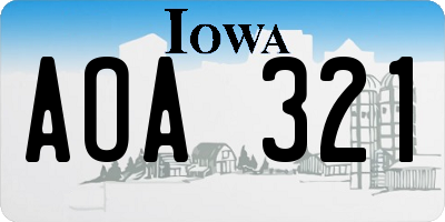 IA license plate AOA321