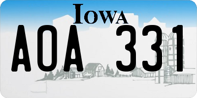 IA license plate AOA331