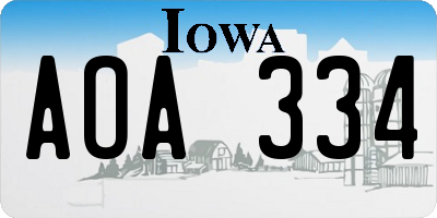 IA license plate AOA334