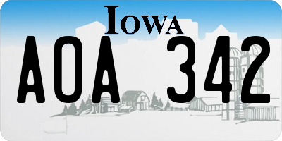 IA license plate AOA342