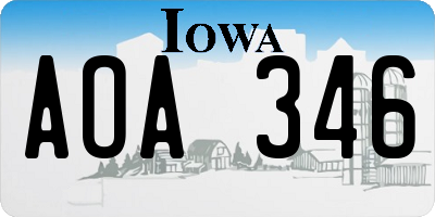 IA license plate AOA346