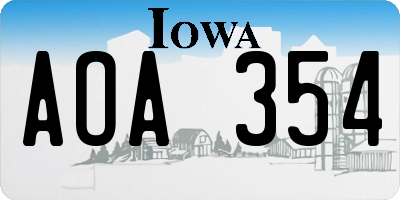 IA license plate AOA354