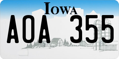 IA license plate AOA355