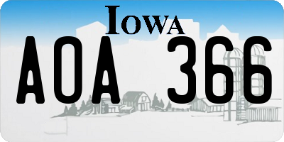 IA license plate AOA366