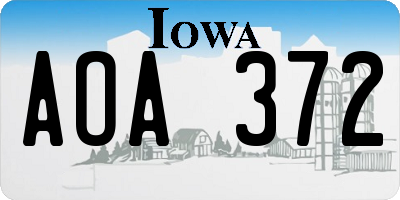 IA license plate AOA372