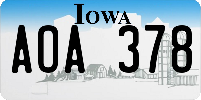 IA license plate AOA378