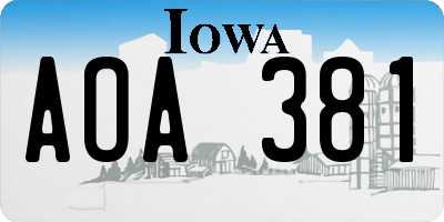 IA license plate AOA381
