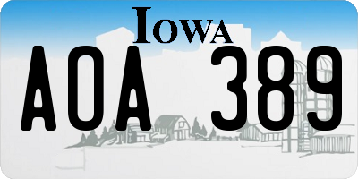 IA license plate AOA389