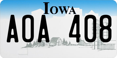 IA license plate AOA408