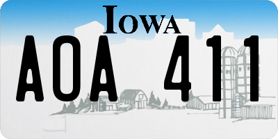 IA license plate AOA411