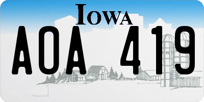 IA license plate AOA419