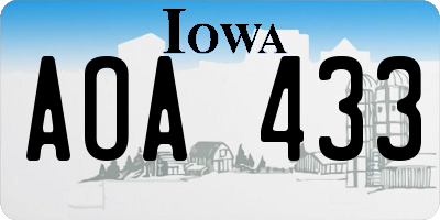 IA license plate AOA433
