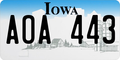 IA license plate AOA443