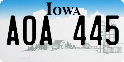 IA license plate AOA445