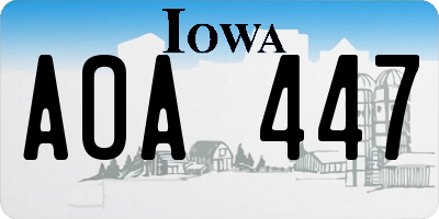 IA license plate AOA447