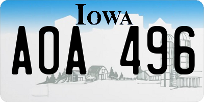 IA license plate AOA496