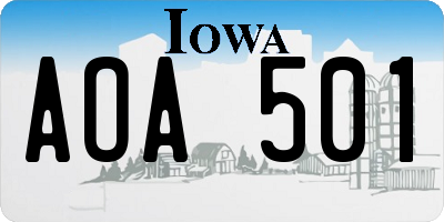 IA license plate AOA501