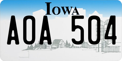 IA license plate AOA504