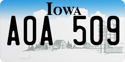 IA license plate AOA509