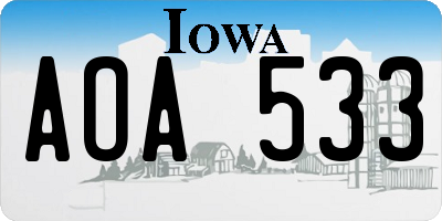 IA license plate AOA533