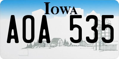IA license plate AOA535