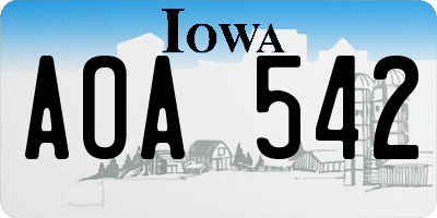 IA license plate AOA542