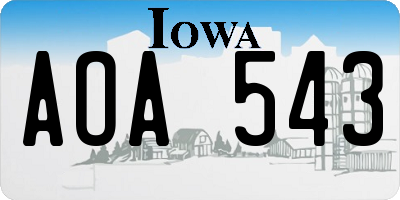 IA license plate AOA543