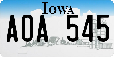 IA license plate AOA545