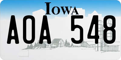 IA license plate AOA548