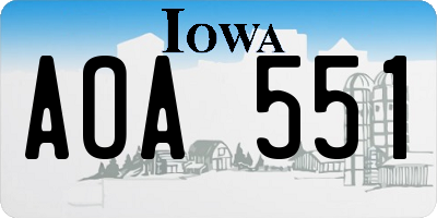 IA license plate AOA551