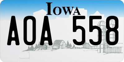 IA license plate AOA558