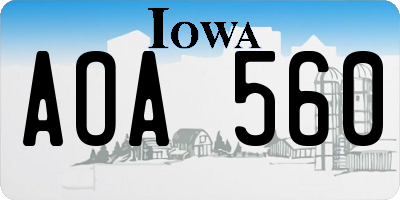 IA license plate AOA560