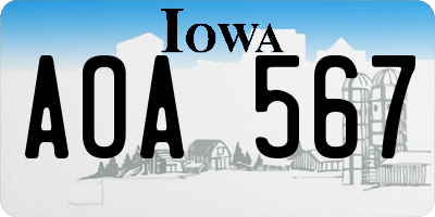 IA license plate AOA567