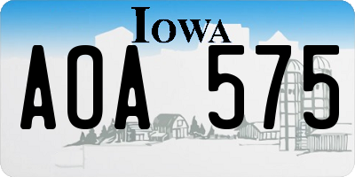 IA license plate AOA575