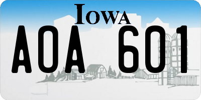IA license plate AOA601